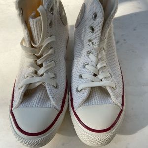 Converse Chuck Taylor Allstar White Knit Hi Sneaker Women Size 8 New